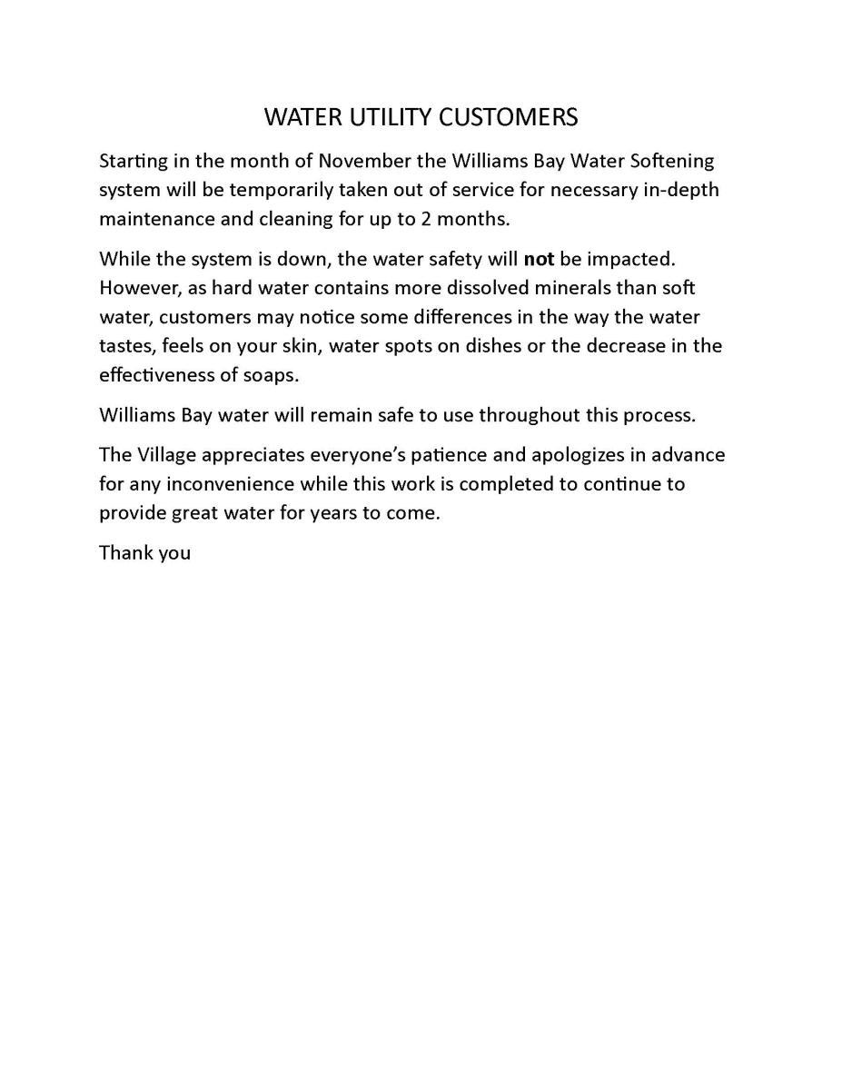 Water Utility Customer Notice