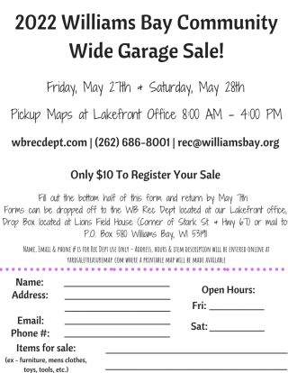 Williams Bay Community Wide Garage Sale