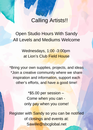 Open Studio Hours With Sandy